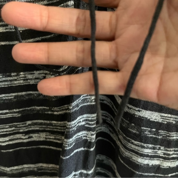 Chaser Lace-up Long-sleeve Knit Top Size Medium Black and off-white - Picture 3 of 8